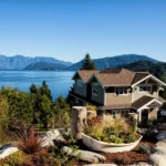 The scenic shoreline of Kalamalka Lake near residential real estate developments in Lake Country, BC.
